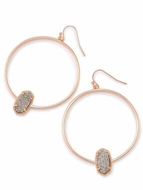 Kendra Scott ‘Elora’ Hoop Earrings Rose Gold & Platinum Drusy